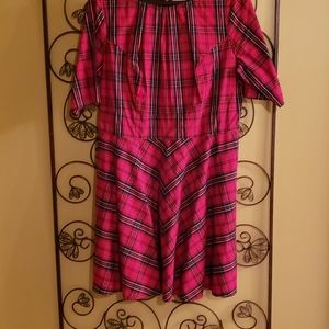 Eshakti Women Red & Black Plaid Dress w/pockets zipper on side Size 1X (16W)